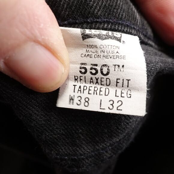 VINTAGE LEVI'S 550 RELAXED FIT ORANGE TAB USA BLACK DENIM JEANS 38X32 (37X31) - Picture 11 of 12